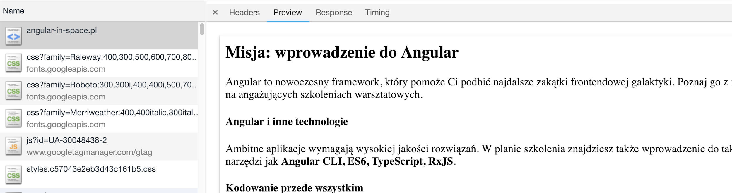 Misja wprowadzenia do angular - preview