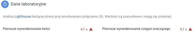 Dane laboratyjne przy emulowanym połączeniu 3G