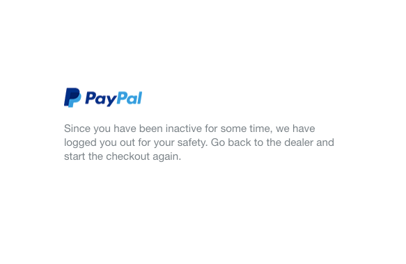 Screenshot of PayPal's We have logged you our for your safety