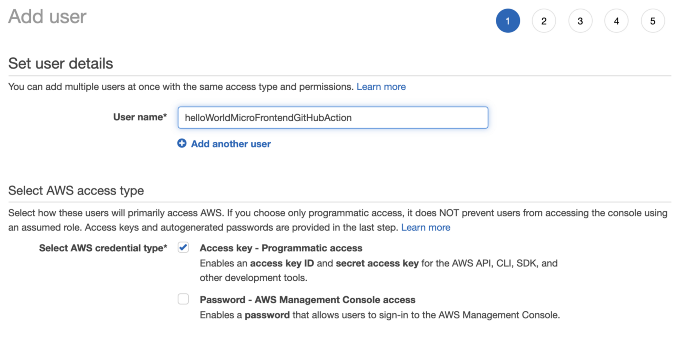 Screenshot showing initial user details